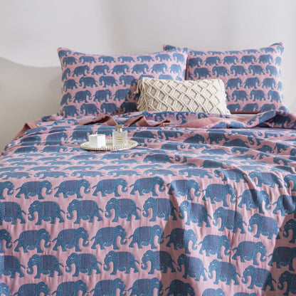 Thai Elephant Print Cotton Muslin Bedspread - image 2