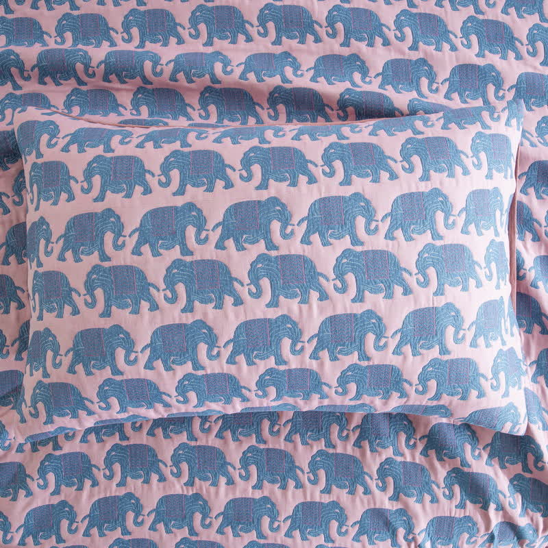 Thai Elephant Print Cotton Muslin Bedspread - image 3