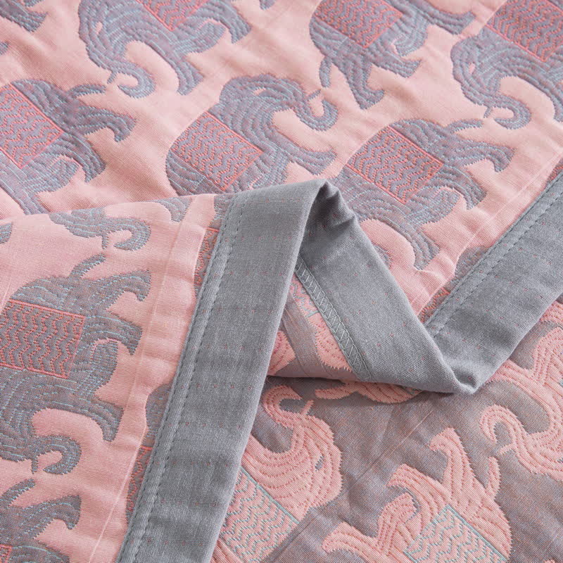 Thai Elephant Print Cotton Muslin Bedspread - image 12