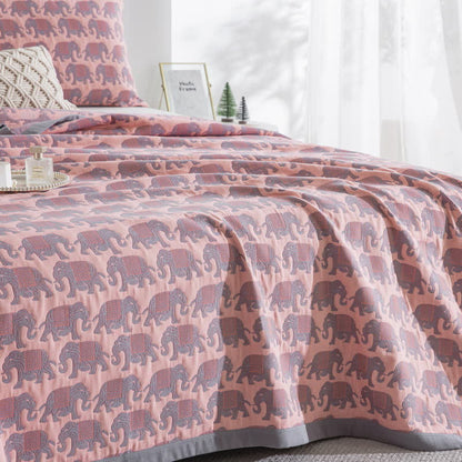 Thai Elephant Print Cotton Muslin Bedspread - image 9