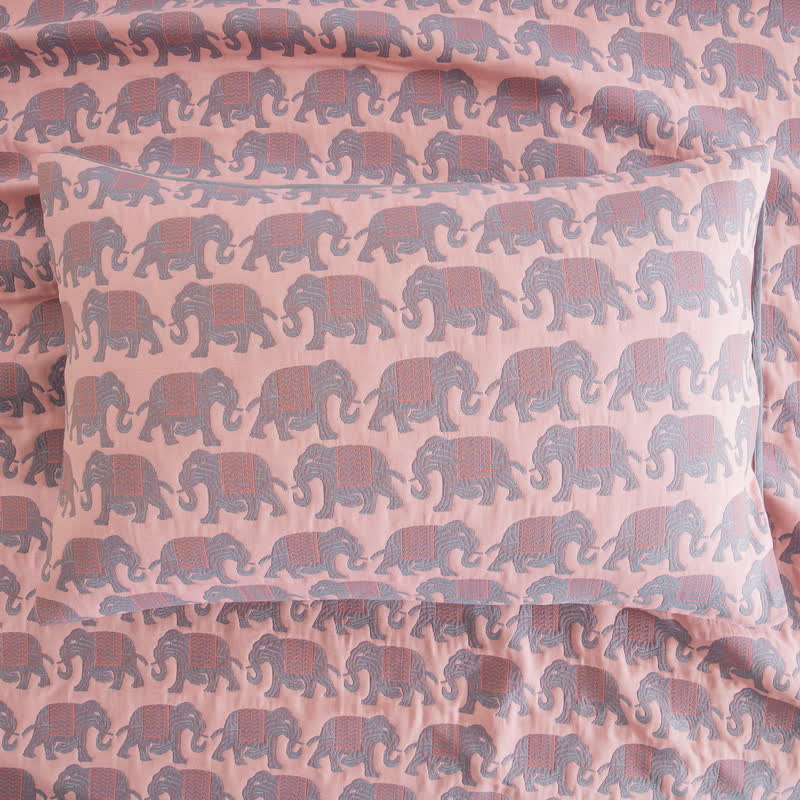 Thai Elephant Print Cotton Muslin Bedspread - image 10