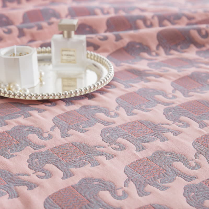 Thai Elephant Print Cotton Muslin Bedspread - image 11