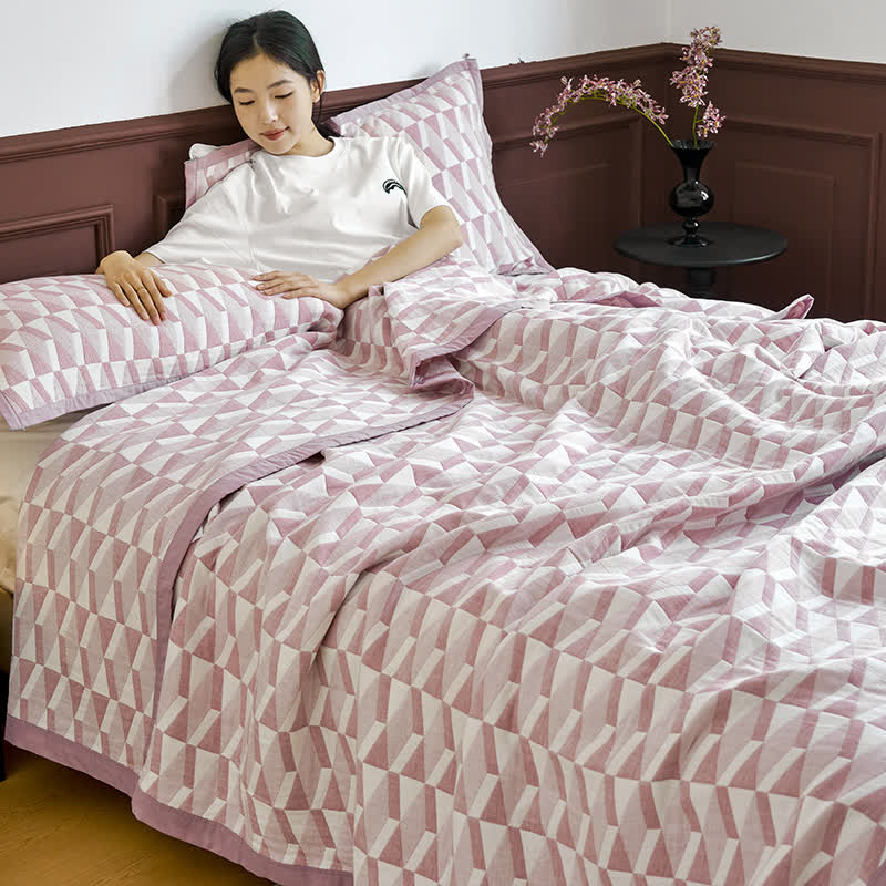 Nordic Style Geometric Cotton Muslin Bedspread - image 4