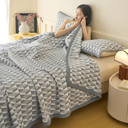 Nordic Style Geometric Cotton Muslin Bedspread - image 1