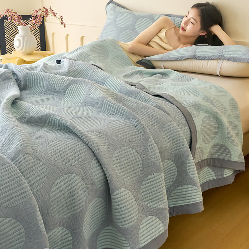 Geometric Circle Print Cotton Muslin Bedspread - image 1