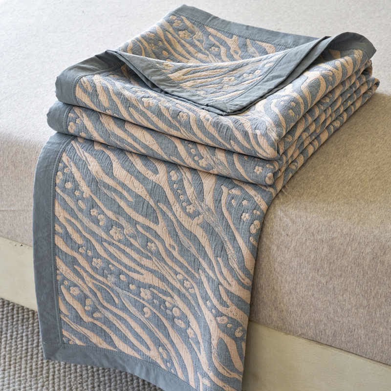 Zebra Print Cotton Muslin Bedspread - Blue - Bedspread - King - image 9