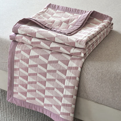 Nordic Style Geometric Cotton Muslin Bedspread - Purple - Bedspread - King - image 6