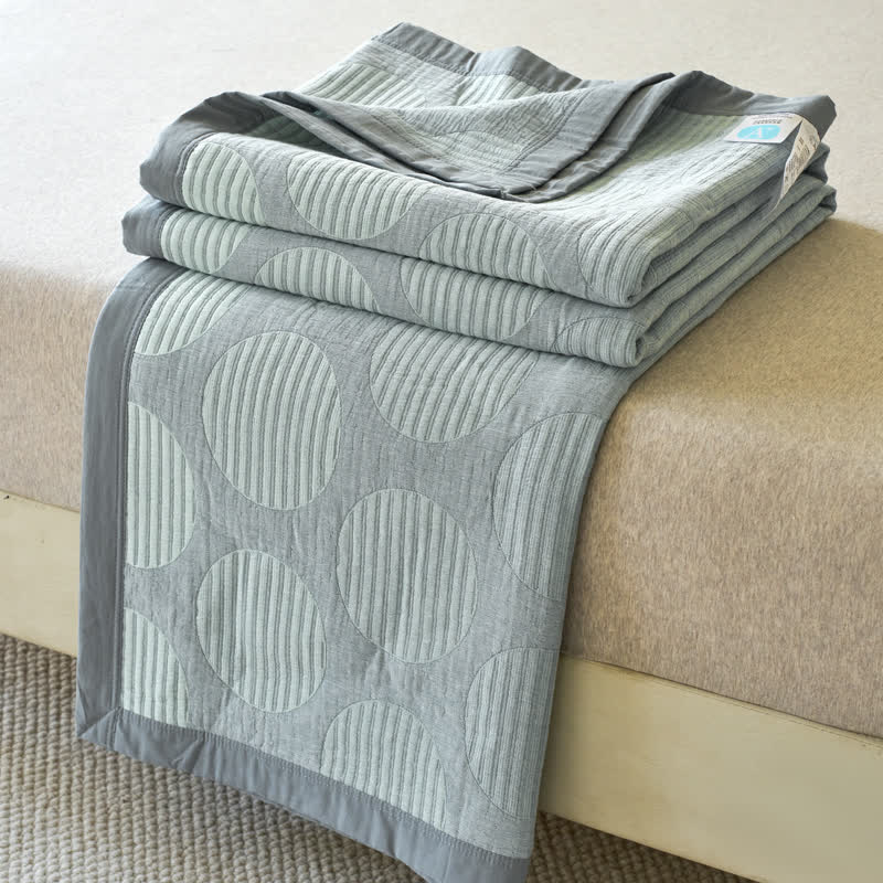 Geometric Circle Print Cotton Muslin Bedspread - Bedspread - King - image 3