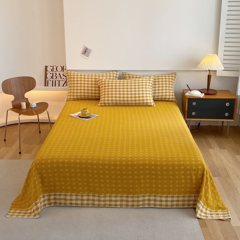 Reversible Cotton Gauze Plaid Coverlet - image 1