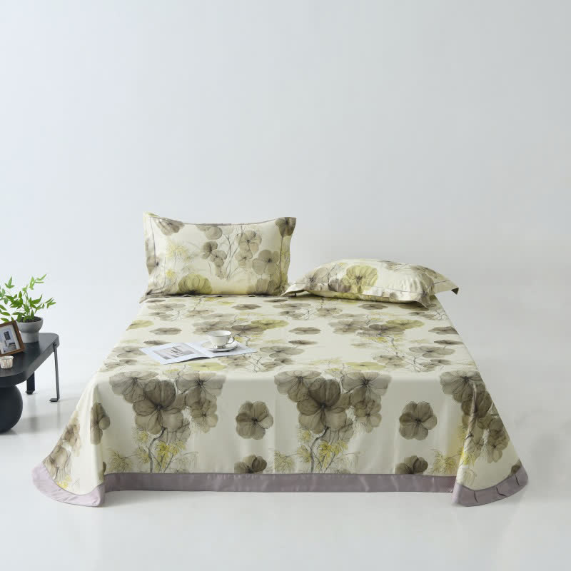 Pansy Print Cool Natural Fiber Bedspread - Beige - 2PCS Pillowcases - 19" x 29" - image 5