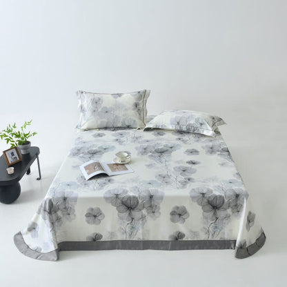 Pansy Print Cool Natural Fiber Bedspread - Grey - 2PCS Pillowcases - 19" x 29" - image 0