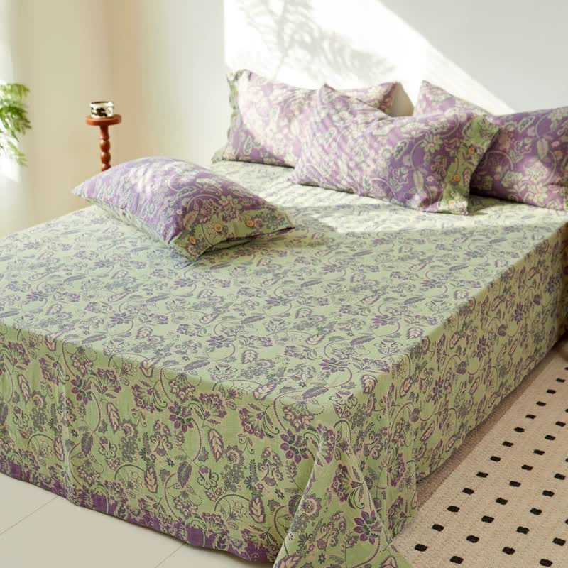 Abstract Floral Cotton Gauze Jacquard Bedspread - image 1