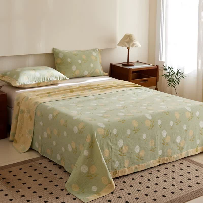 Rose Cotton Double Gauze Jacquard Bedspread - image 1
