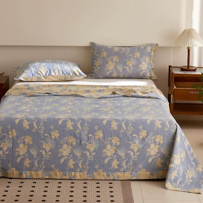 Hibiscus Cotton Double Gauze Jacquard Bedspread - Bedspread with 2PCS Pillowcases - King - image 0