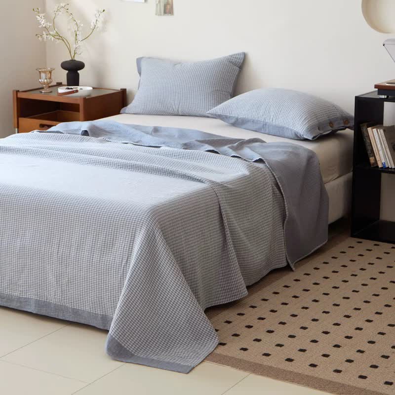 Plaid Cotton Double Gauze Jacquard Bedspread - image 7