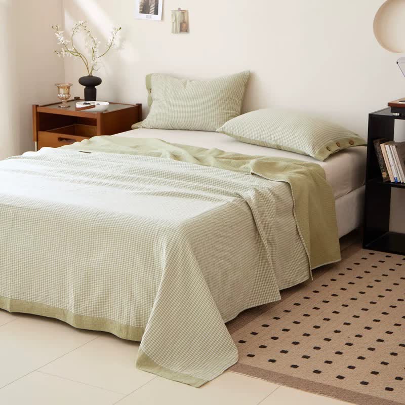 Plaid Cotton Double Gauze Jacquard Bedspread - image 1