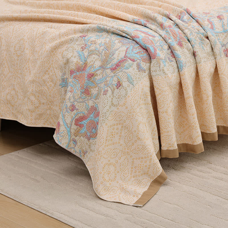 Beige Floral Pure Cotton Gauze Quilt - image 2
