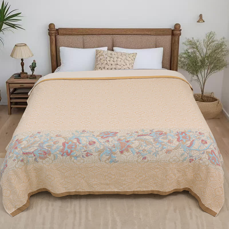 Beige Floral Pure Cotton Gauze Quilt - Queen - image 0