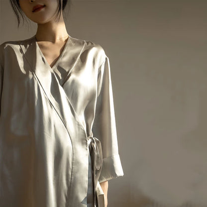 Plus Size Grey Long Sleeve Bathrobe - image 4