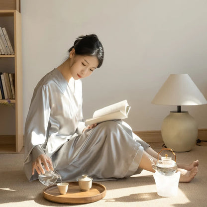 Plus Size Grey Long Sleeve Bathrobe - XXXXL - image 0