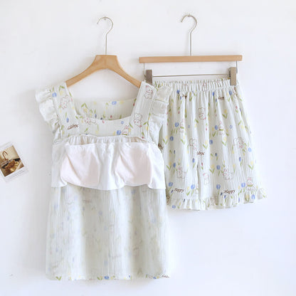 Floral Rabbit Flutter Sleeve Loungewear Set - image 2