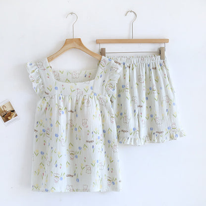 Floral Rabbit Flutter Sleeve Loungewear Set - XL - image 0