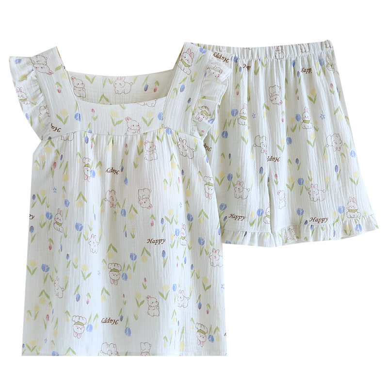 Floral Rabbit Flutter Sleeve Loungewear Set - image 13