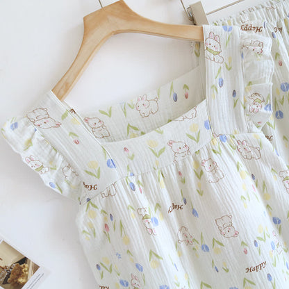 Floral Rabbit Flutter Sleeve Loungewear Set - image 3