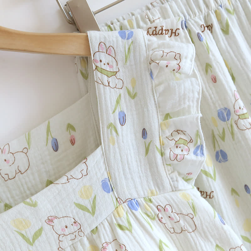 Floral Rabbit Flutter Sleeve Loungewear Set - image 4