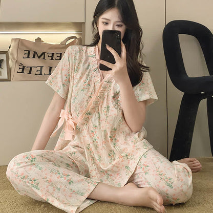Floral Leaf Ruffle Kimono Sleepwear Set - image 4