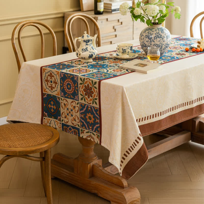 Moroccan Style Jacquard Decorative Tablecloth - A - 55" x 118" - image 0