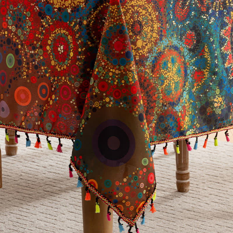 Waterproof Bright Mandala Rectangle Tablecloth - image 3