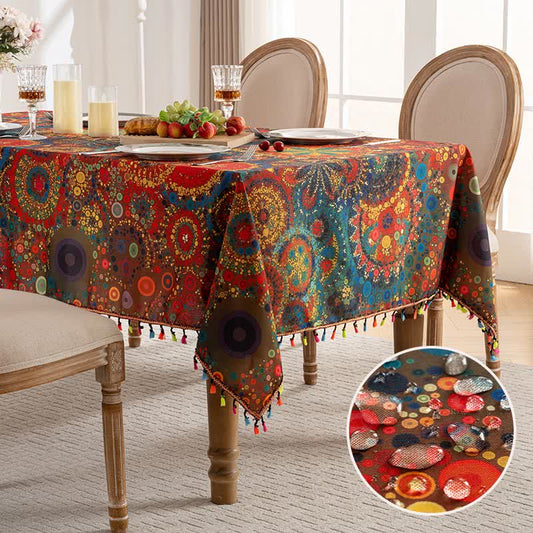 Waterproof Bright Mandala Rectangle Tablecloth - 59" x 118" - image 0