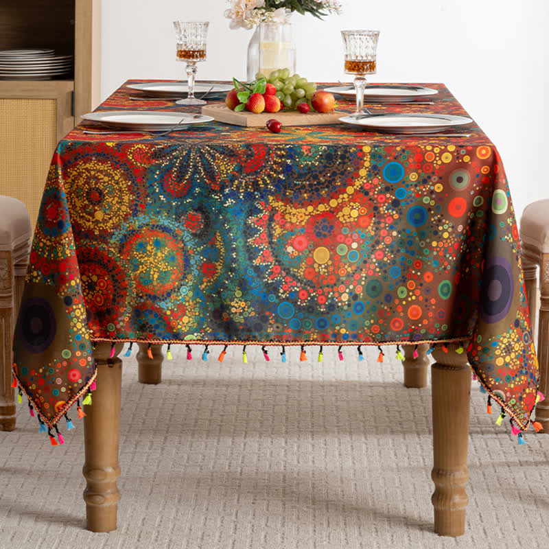 Waterproof Bright Mandala Rectangle Tablecloth - image 2