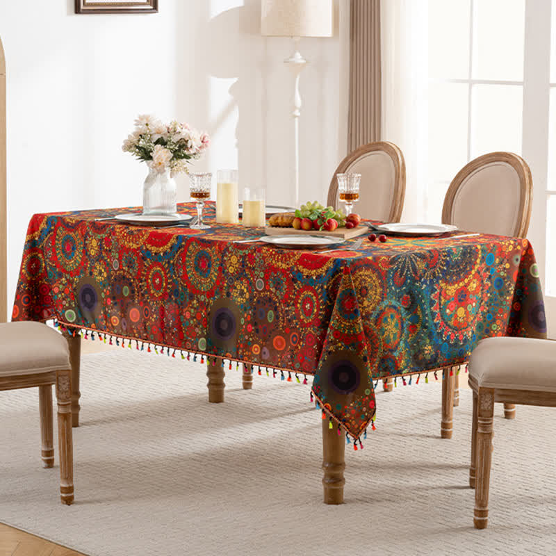 Waterproof Bright Mandala Rectangle Tablecloth - image 1