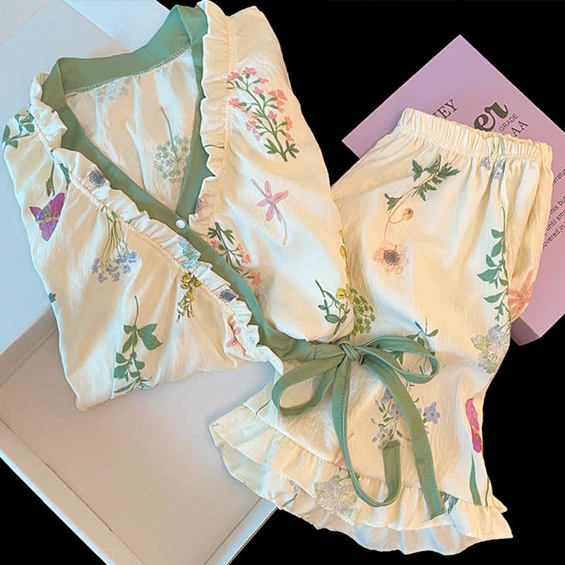 Hydrangea Botanical Ruffle Sleeve Pajama Set - image 7