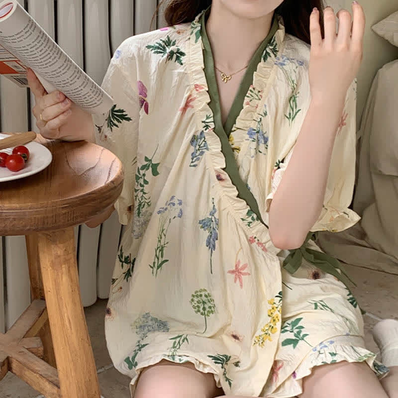 Hydrangea Botanical Ruffle Sleeve Pajama Set - image 3