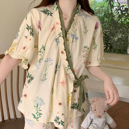 Hydrangea Botanical Ruffle Sleeve Pajama Set - image 4