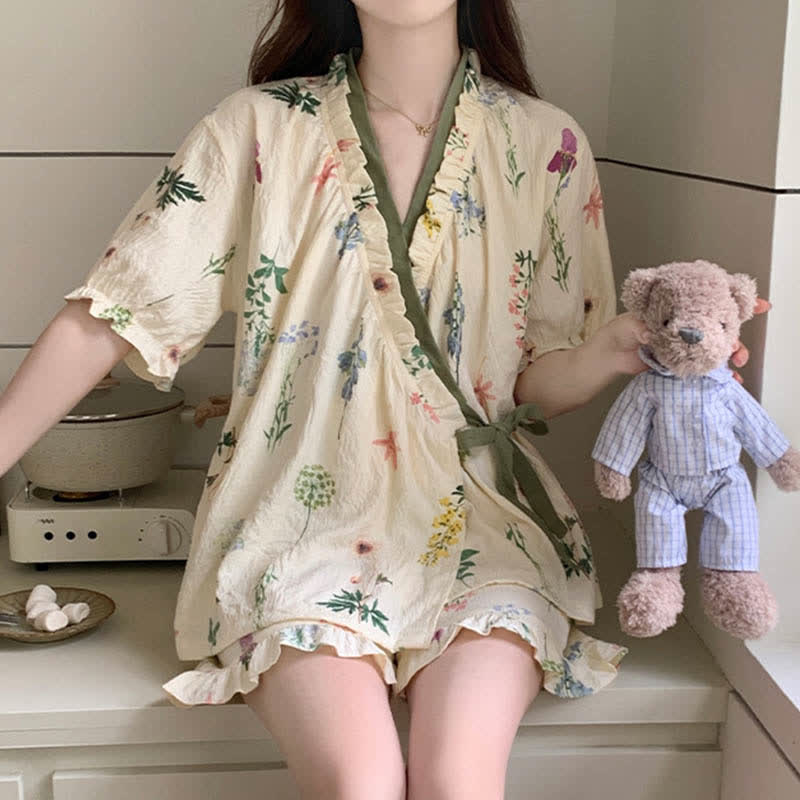 Hydrangea Botanical Ruffle Sleeve Pajama Set - image 2