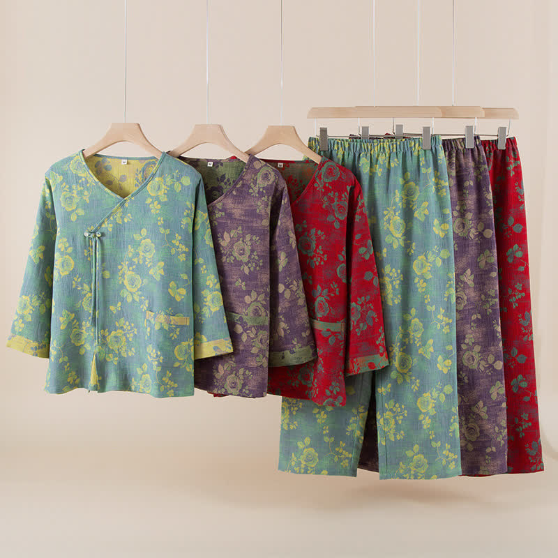 Rose Jacquard Cotton Gauze Sleepwear Set - image 0
