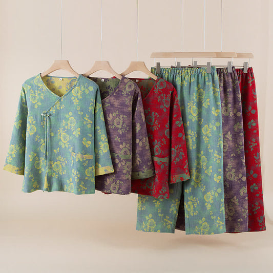 Rose Jacquard Cotton Gauze Sleepwear Set - image 0