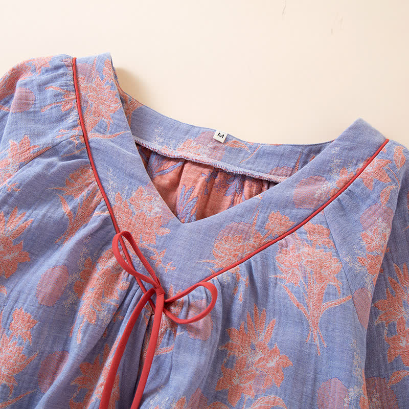 Oriental Lily Cotton Gauze Sleepwear Set - image 4