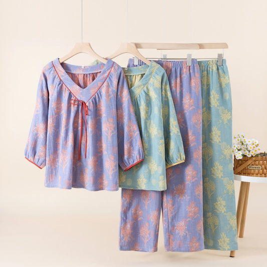Oriental Lily Cotton Gauze Sleepwear Set - image 0