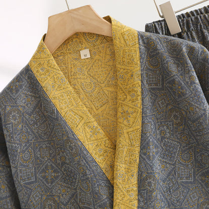 Unisex Japanese Kimono Geometric Pajama Set - image 3