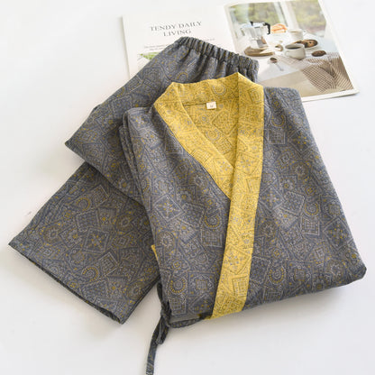 Unisex Japanese Kimono Geometric Pajama Set - image 2