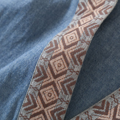 Solid Kimono Pajama with Geometric Collar - image 6