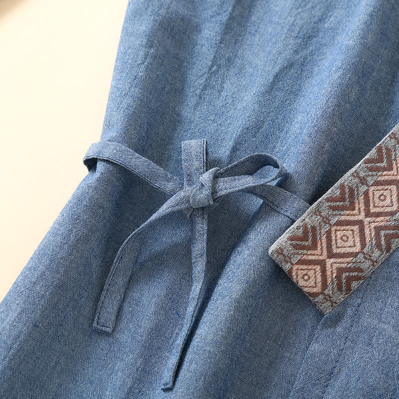 Solid Kimono Pajama with Geometric Collar - image 8