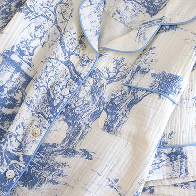 Toile Print Cotton Gauze Nightwear Set - image 3