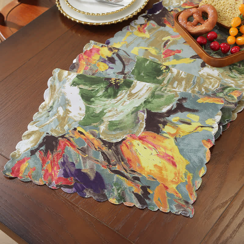 Waterproof Oil Painting Wave Edge Table Runner - image 3