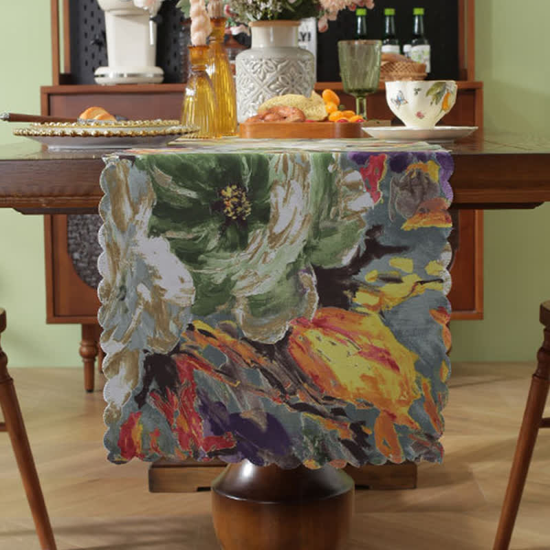 Waterproof Oil Painting Wave Edge Table Runner - image 2